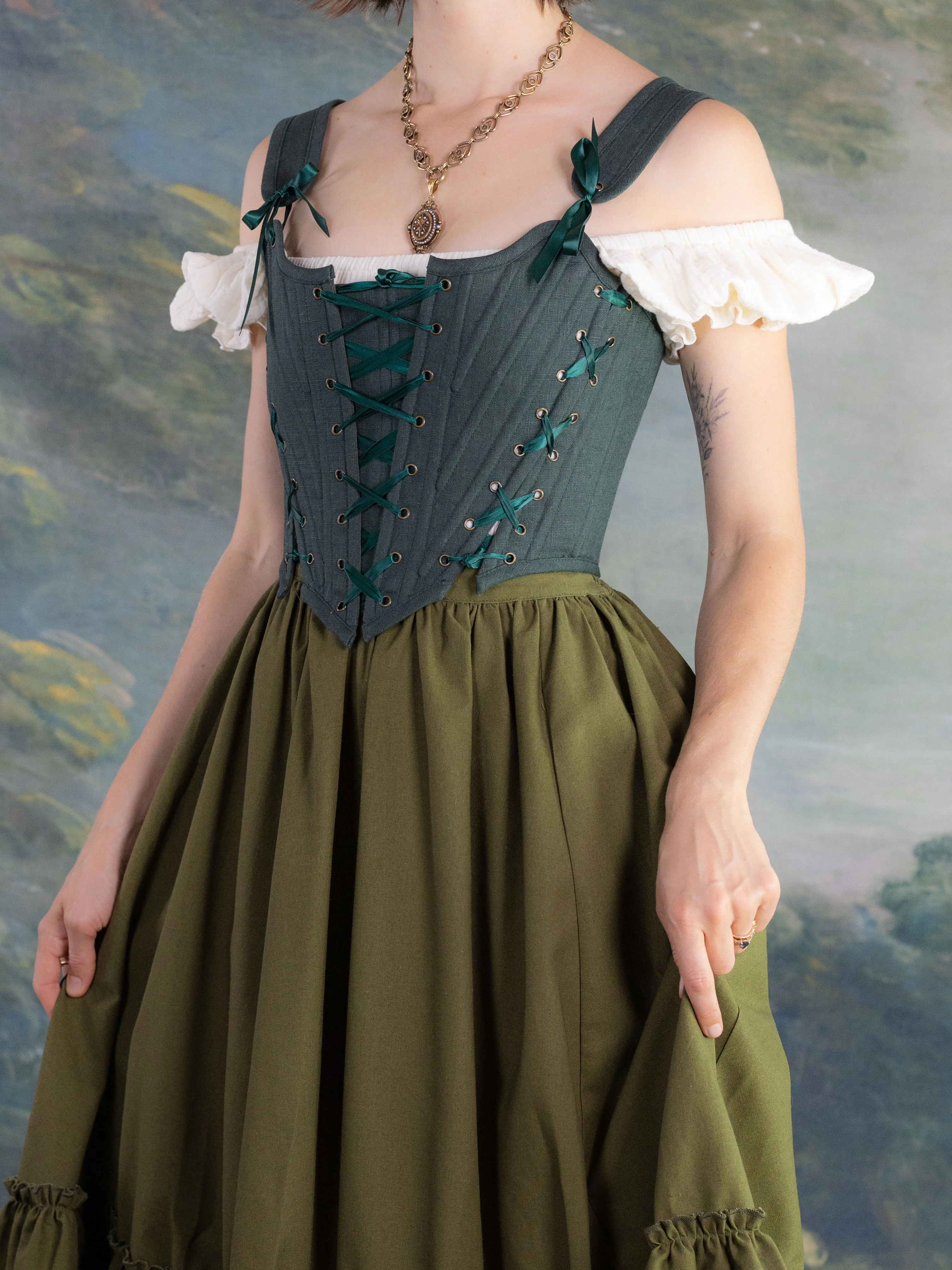 Forest Green Princess Stays - Image 9